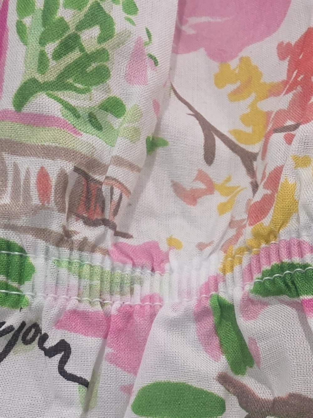 Karl Lagerfeld White Button-Up Shirt with Pink & Green Paris Print - Picture 5 of 6